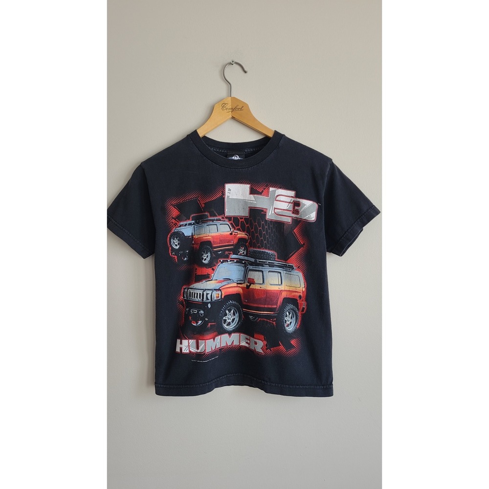 Vintage Hummer H3 Graphic T-Shirt Kids Medium Black 4 Seasons Design SUV Car Tee